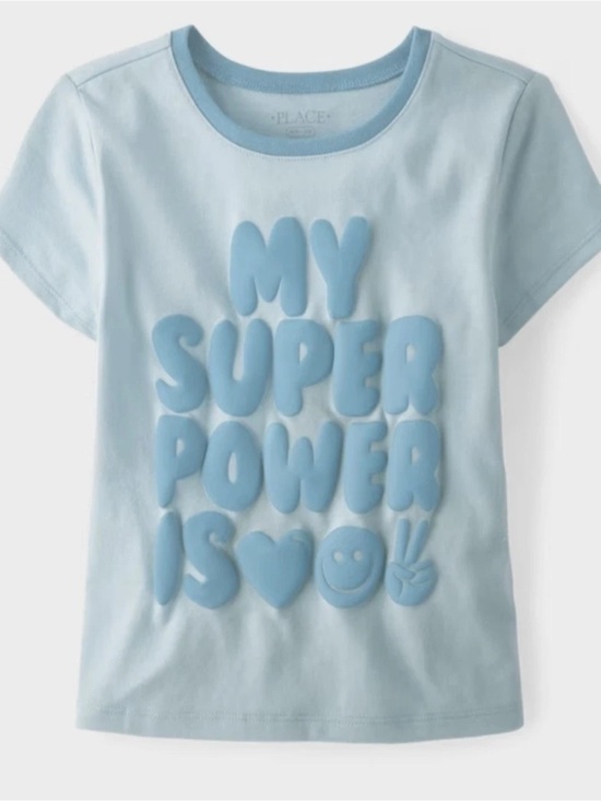The Children's Place Other - The Children's Place Light Blue 'My Super Power Is' Graphic Tee